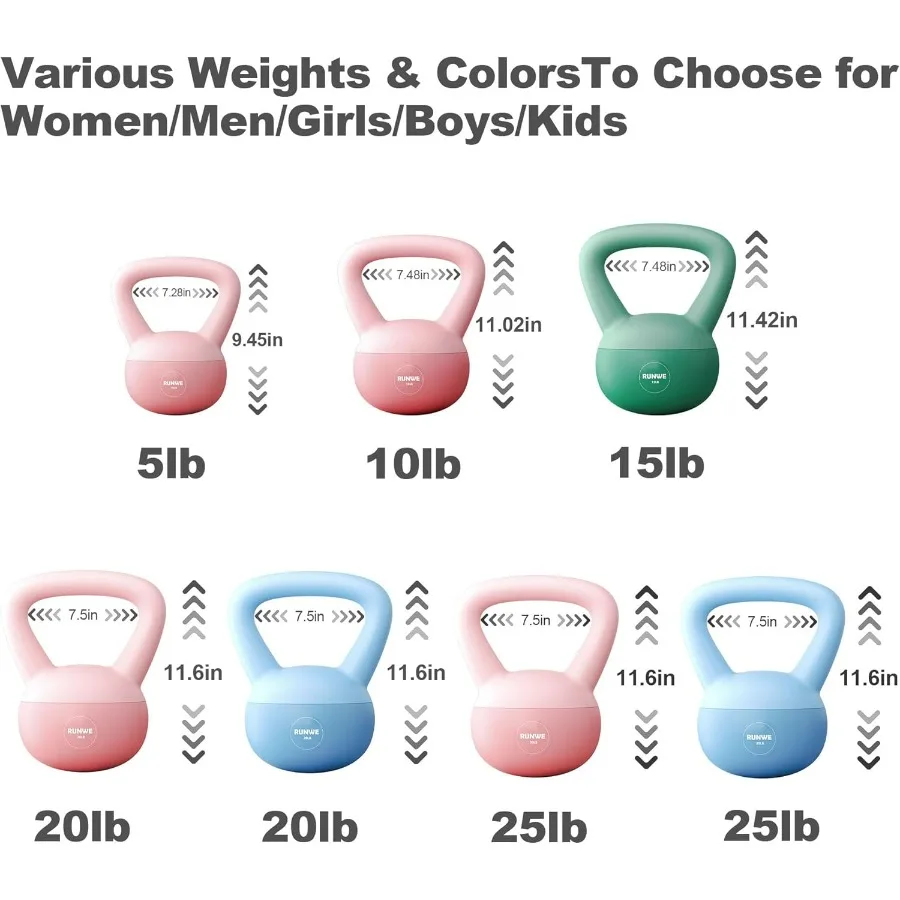 Soft Kettlebell - Weight Options for 25 LB Strength Training Kettlebells Weight Iron Sand Filled Shock-Proof Hand Weights for Wo