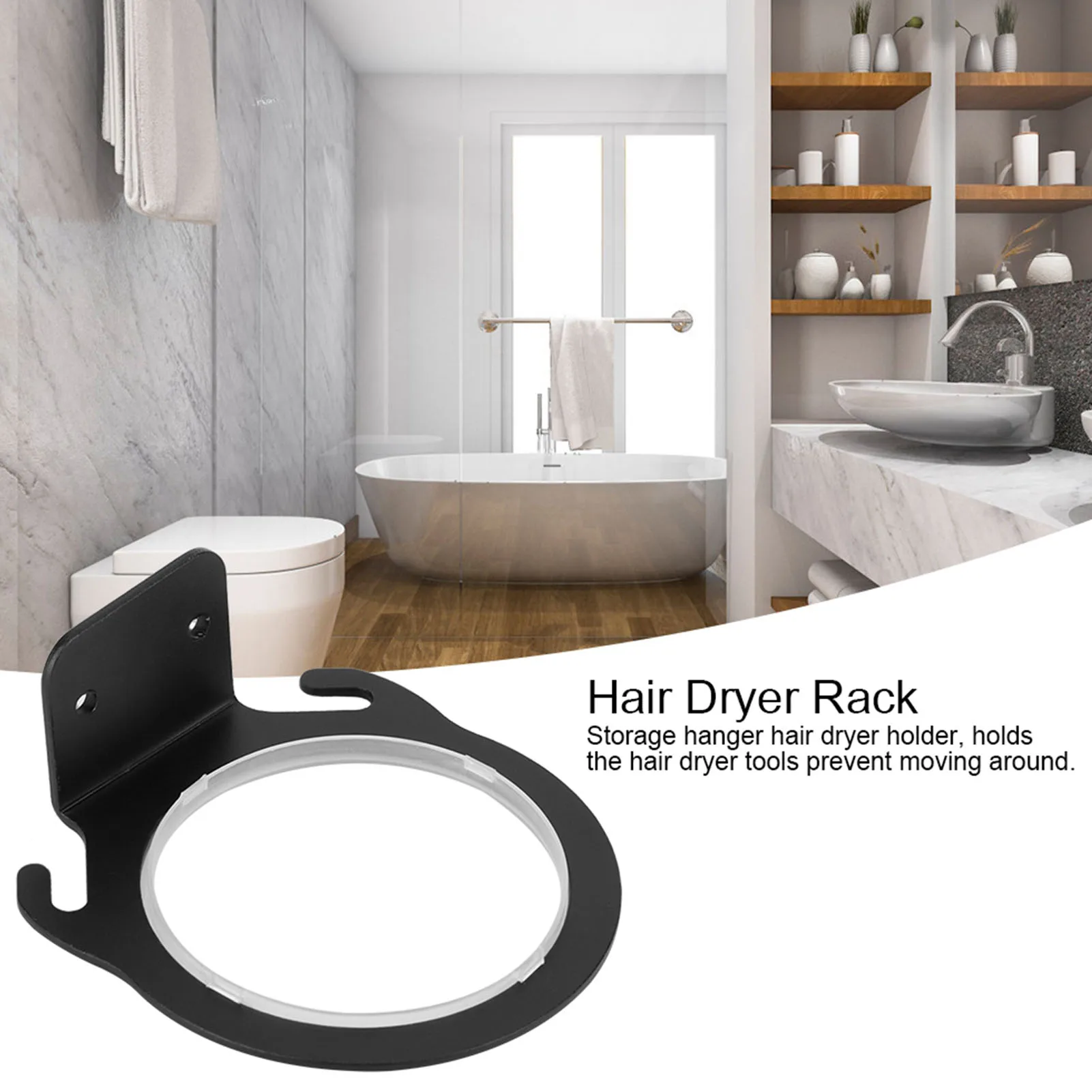 Hair Dryer Holder Hairdryer Organizer Space Aluminum Wall Mounted Hair Dryer Holder Rack Hanger Hairdryer Shelf Home Organizer