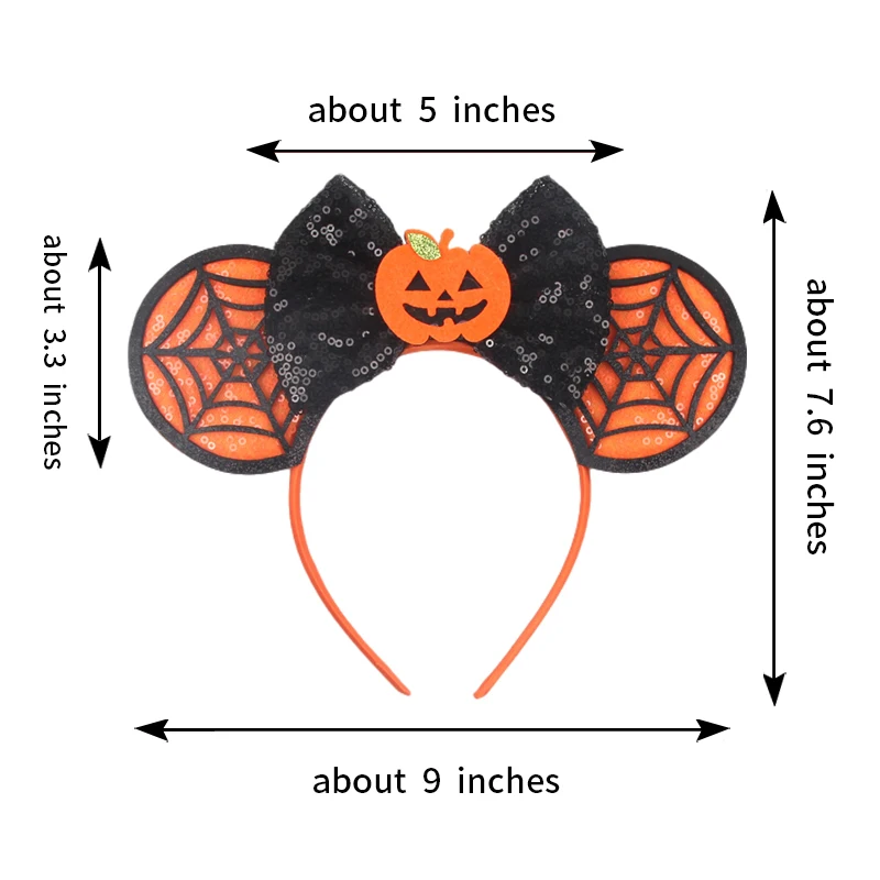 2024 Disney Halloween Series Ears Headband For Girls Sequins Bow Hairband Festival Party Cosplay DIY Hair Accessories