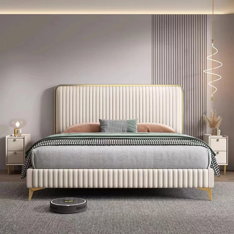 

King Modern Unique Double Bed Cute Minimalist Salon Twin Queen Double Bed Frame White Wood Letto Matrimoniale Bedroom Furniture