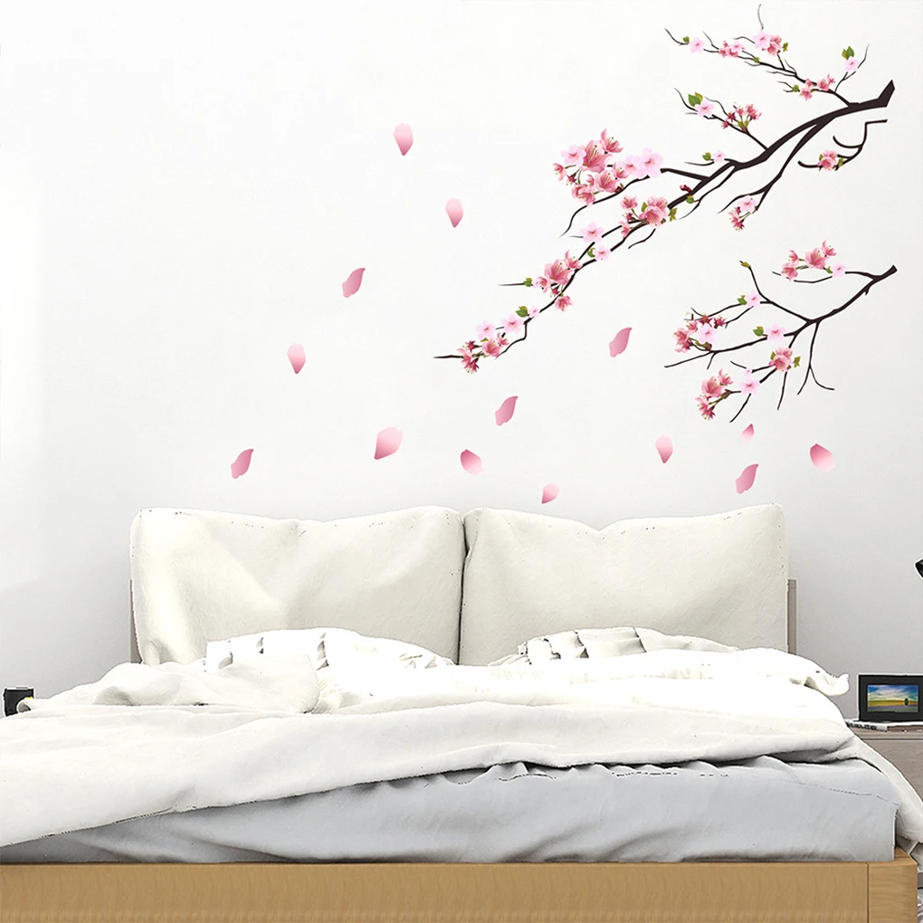 Pegatina de pared de flor de ciruelo, calcomanía de estilo elegante, manualidades para el hogar, póster de sofá de PVC
