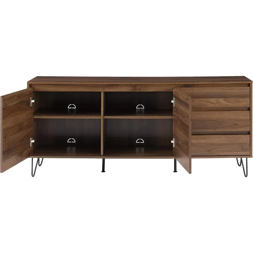 Teagan Medieval Record Storage Sideboard et Cabinet, Brown Oak，63 L x 15.75 W x 27.25 H inches
