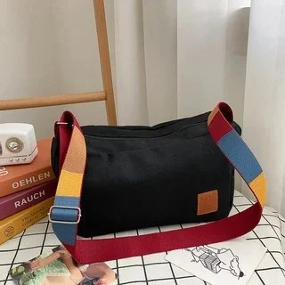 

New Large-capacity Canvas Women's Bag Simple and Fashionable Color Shoulder Strap Diagonal Solid Retro