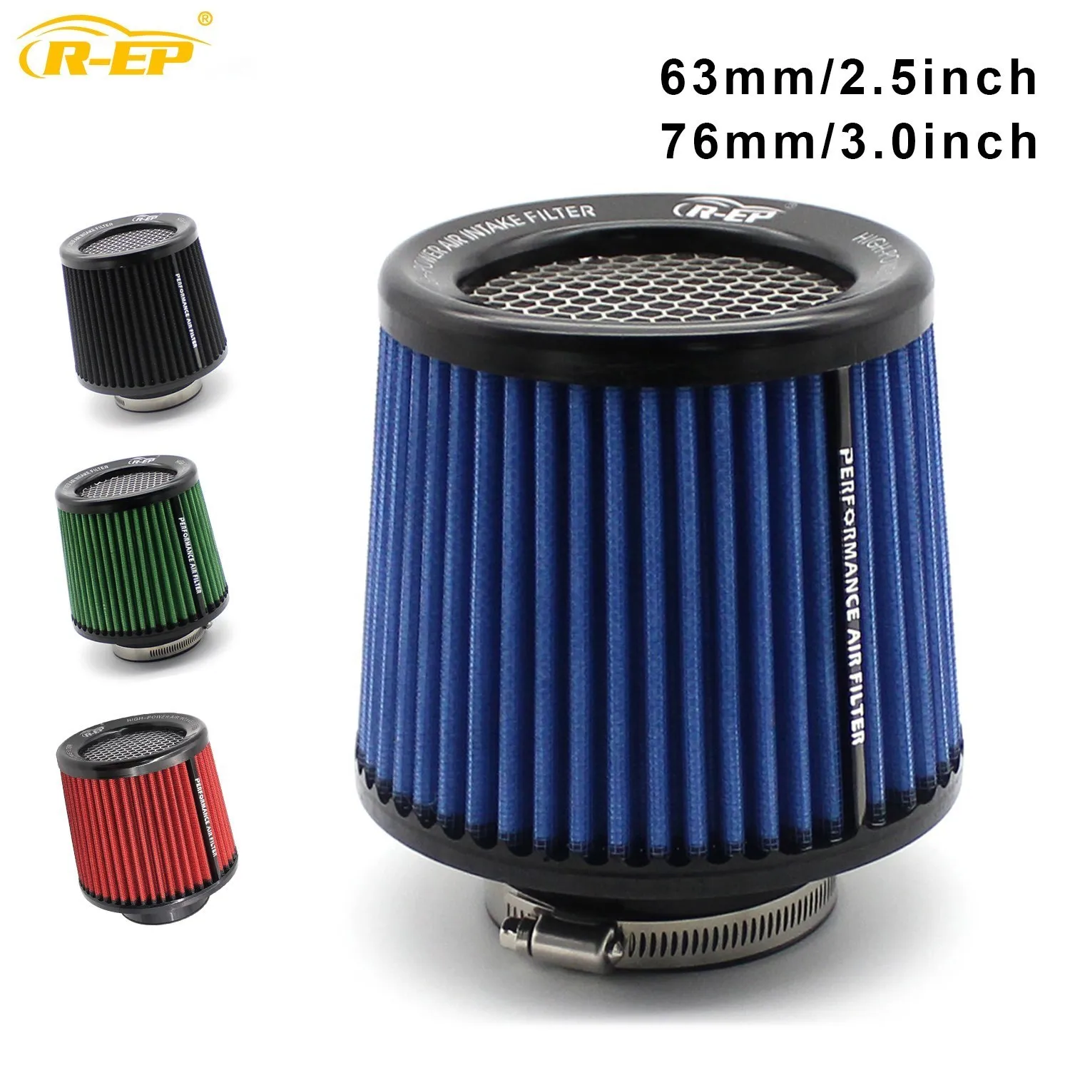 63mm76MMHighFlowColdConeAirIntakeFilter25inch3inchUniversal