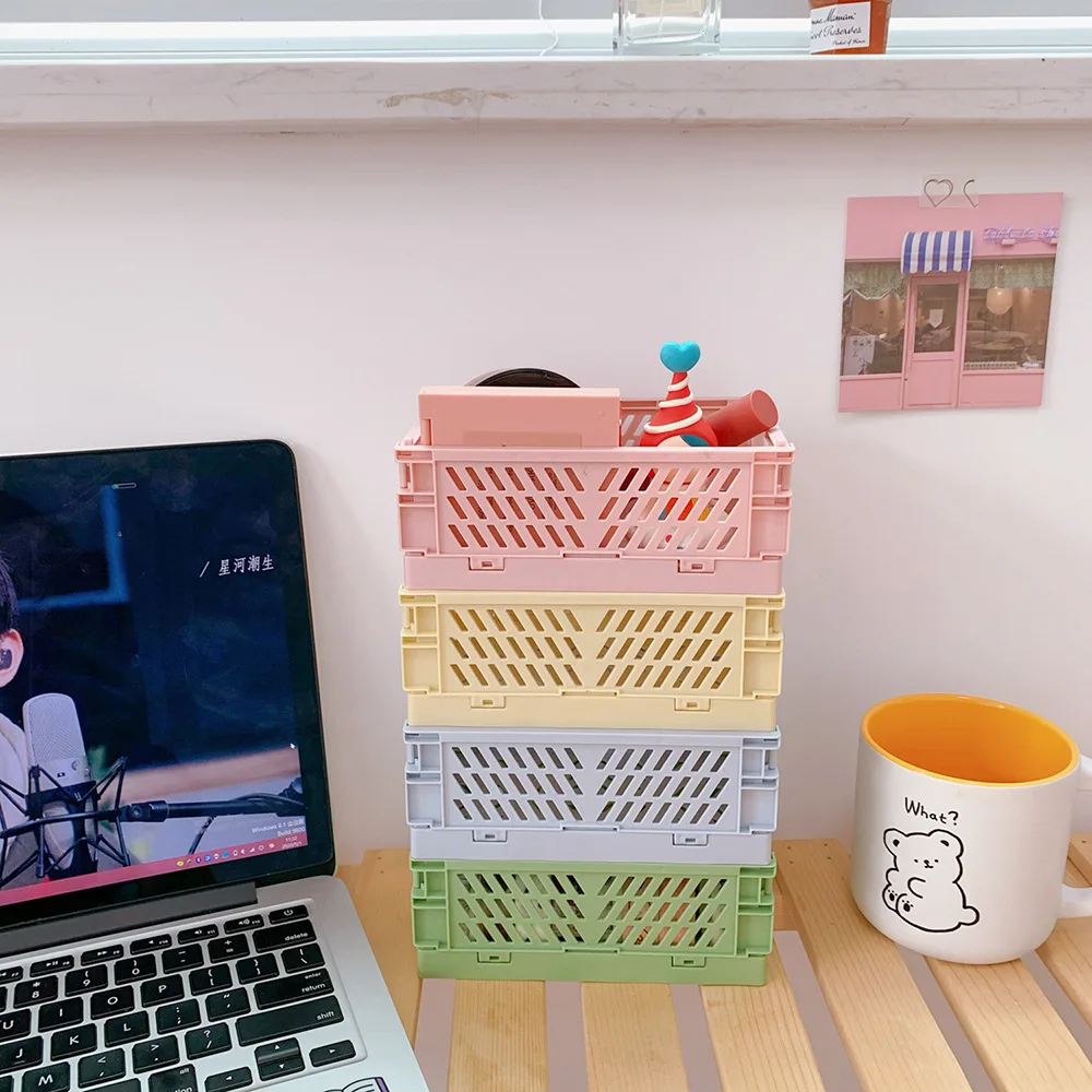 

Foldable Plastic Storage Box, Simple Desktop Stationery, Organization and Storage, Office Supplies, Table Organizer Office