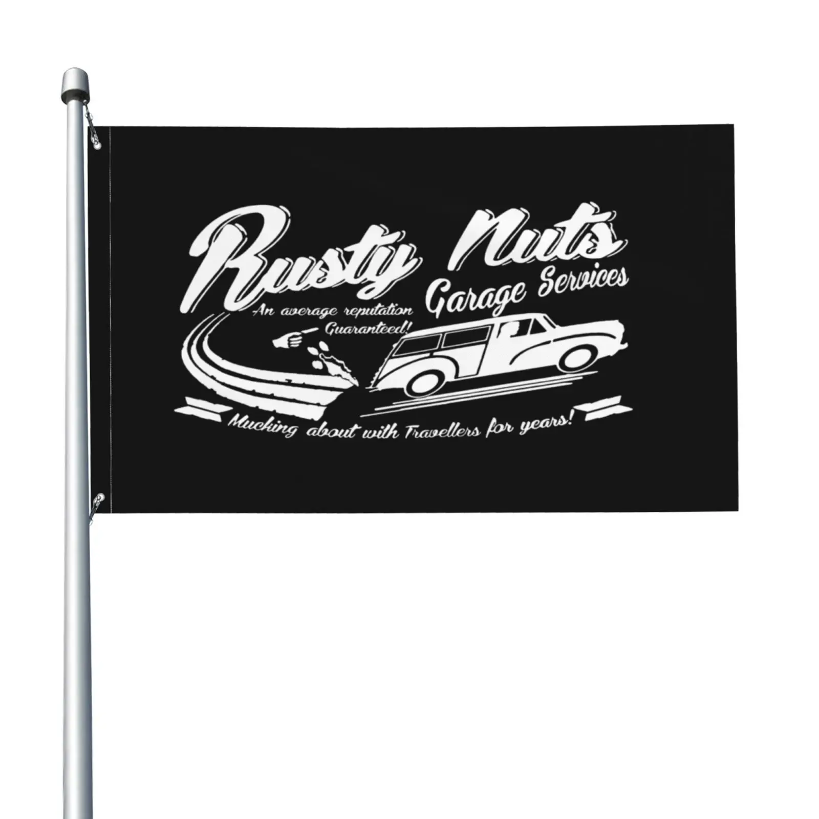 Rusty Nuts Garage Services Morris Minor Traveller Flag Banner Graphic Printed Promotion Vivid Color Outdoor |