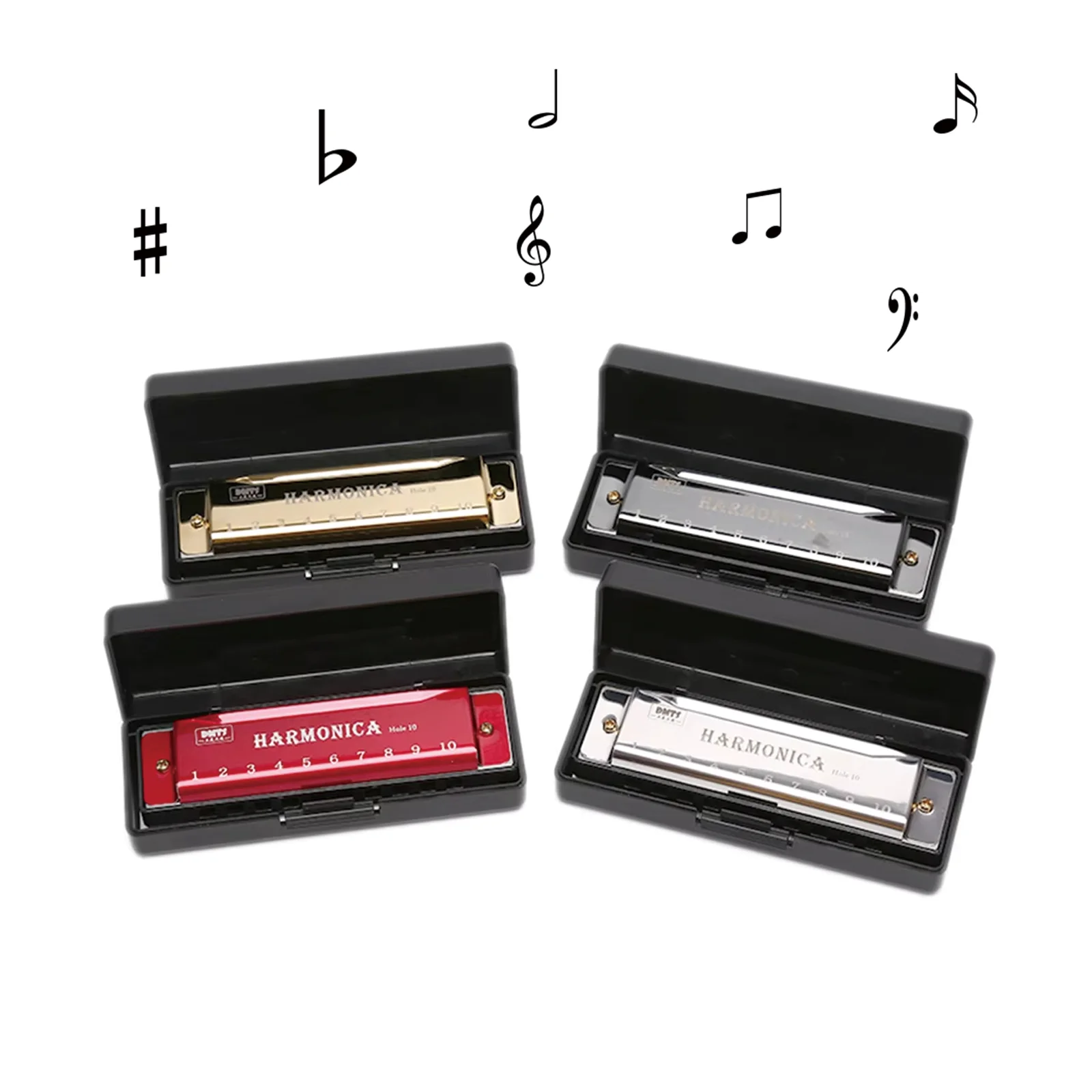 Harmonica 10 trous clé diatonique de C Blues harpe bouche orgue Instrument de musique pour débutants enfants adultes avec mallette de rangement