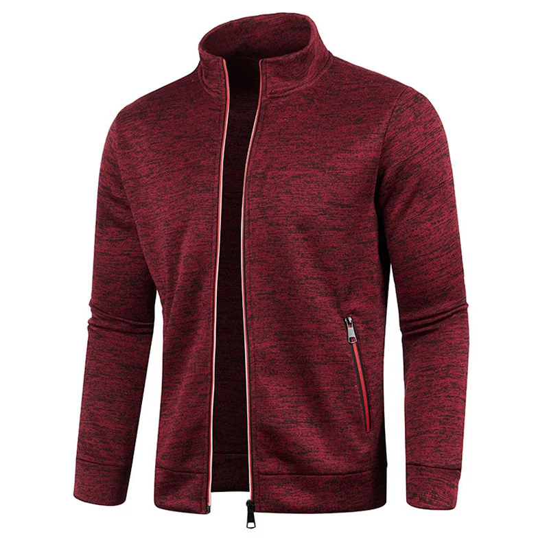 2023 Autumn Winter New Solid Color Round Neck Long Sleeve Zipper Cardigan Man Casual Loose Jacket Men Fashion All-match Coat