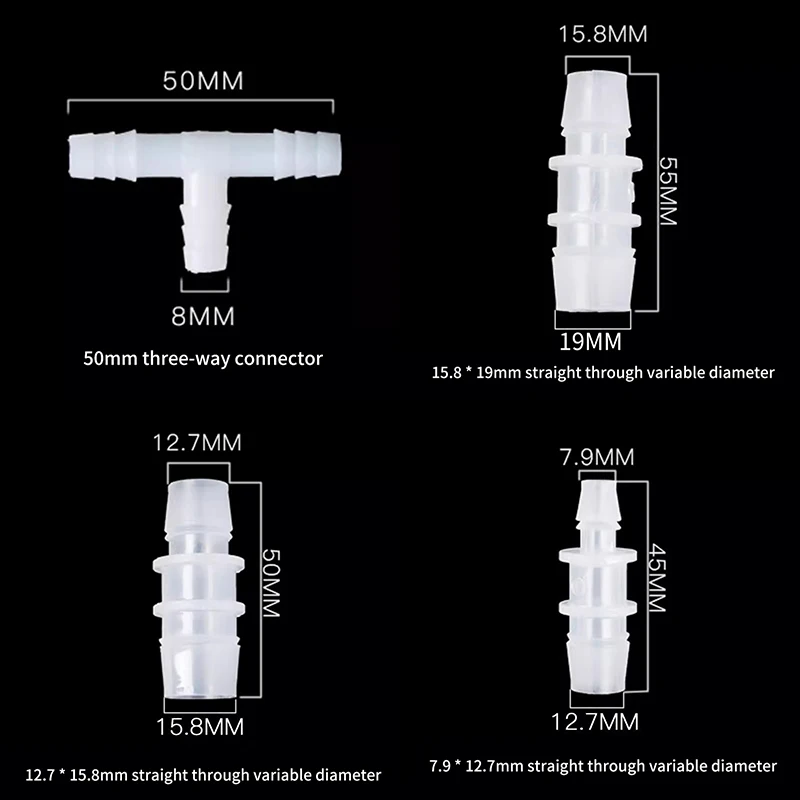 8/12/16/mm Elbow Connectors Aquarium Tank Fittings Plastic Three-way Converter Head Pipe Straight Reducer Soft Tube Adaptor
