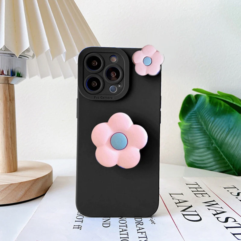 Charming 3D Korean Flower Holder Case with TPU Stand Cover
