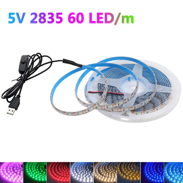 Tira de luces LED alimentada por pilas AA, cinta de iluminación de fondo  para TV, lámpara de decoración del hogar, CC de 5V, USB, 2835 M, 1M, 2M,  3M, 4M, 5M - AliExpress