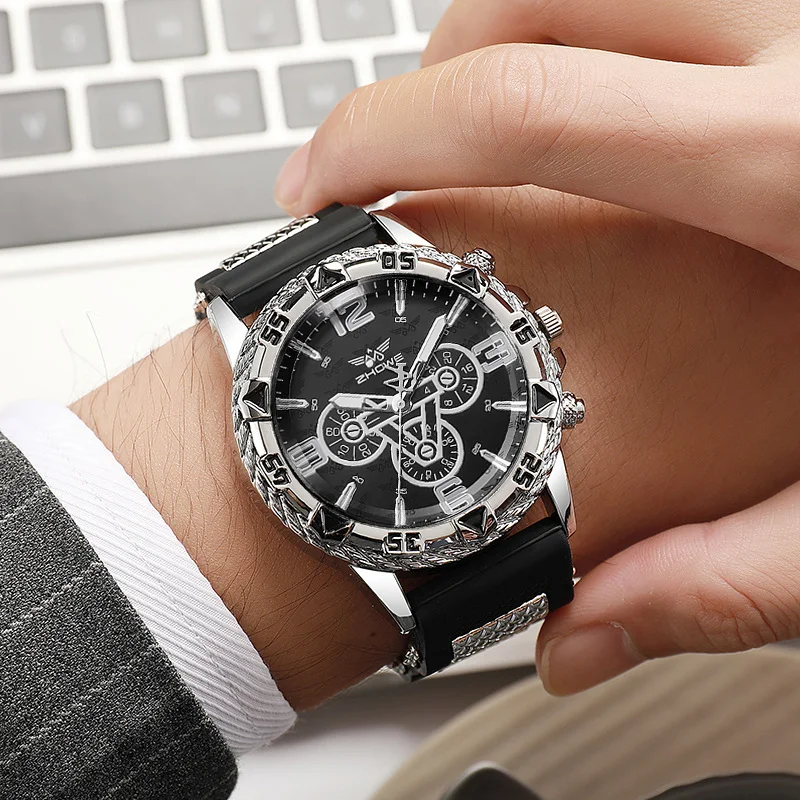 Men Business Watches Fashion Silicone Band Male's Business Dress Analog Quartz Watch 2