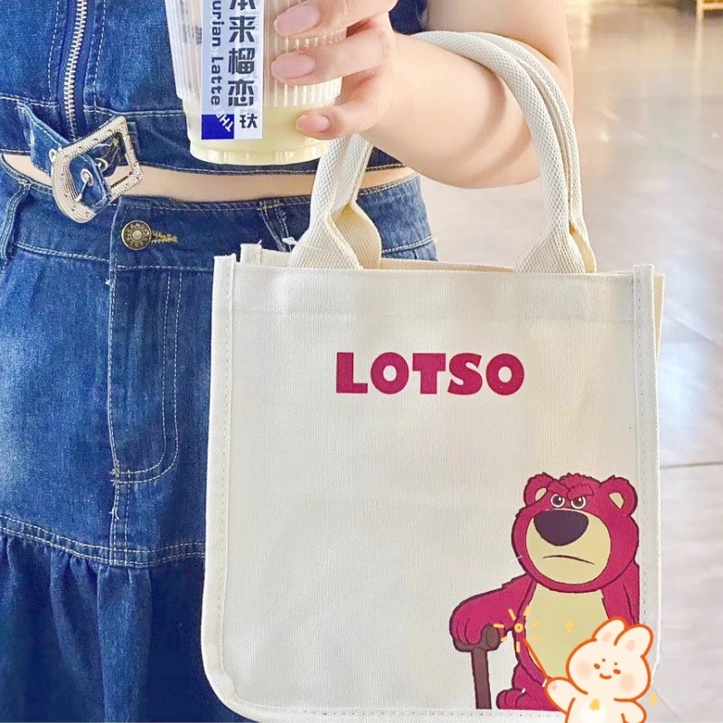Disney Series Stitch Winnie The Pooh Alien Lotso Girls Canvas Bag Cartoon Tote Gift Bag Cute Gift Companion Bag Borsa Causale