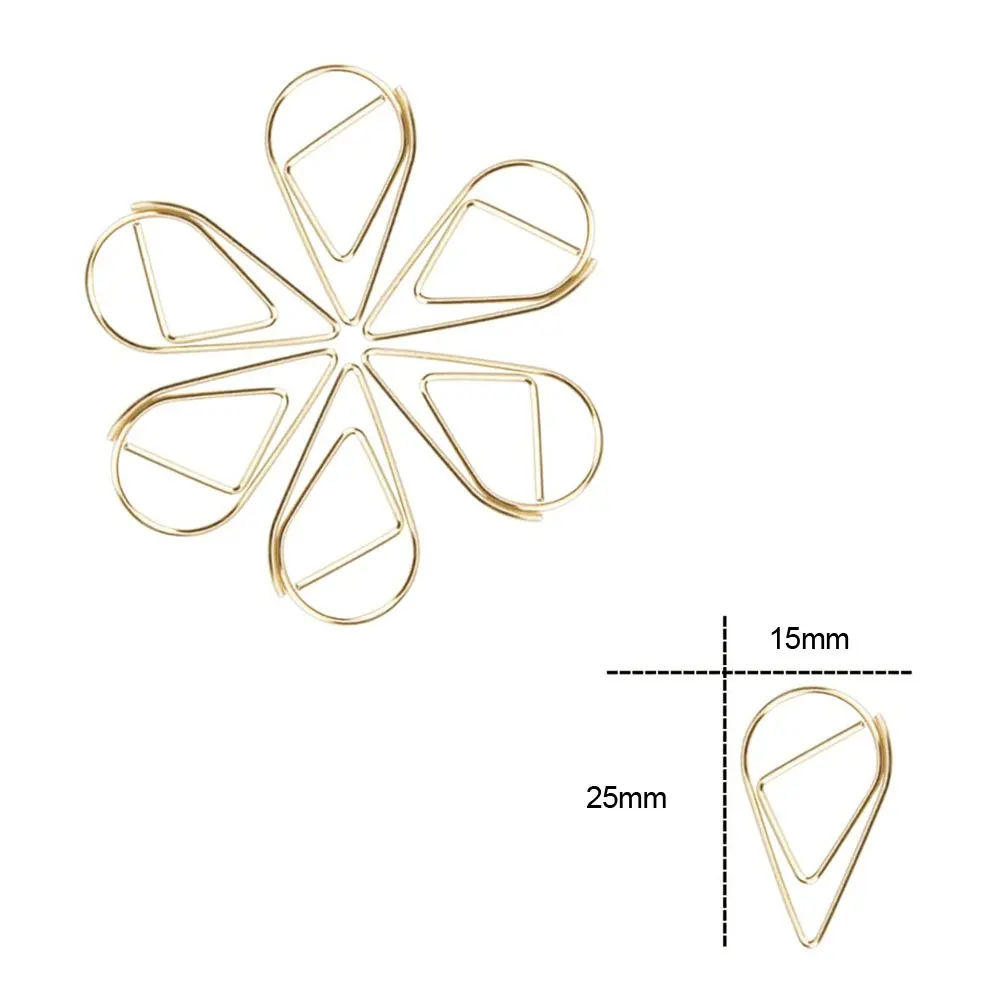 Metal Bookmark 50pcs Metal Material Drop Shape Paper Clips Gold Silver Color Kawaii Cute Bookmark Clip Office School Stationery Drop Bookmark