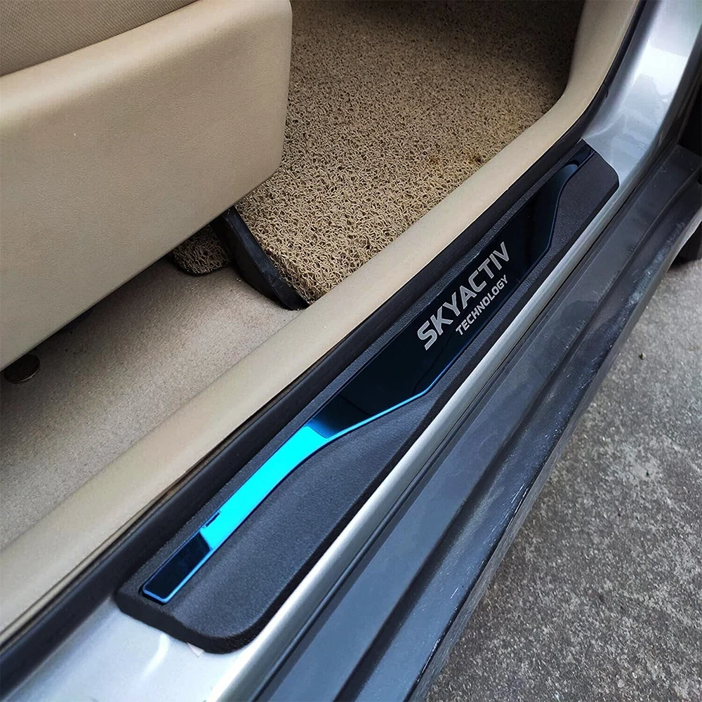 4 Stks Auto Binnen Instaplijsten Kick Platen Protector Accessoires voor Mazda CX-8, Scuff Guard Drempel Welkom Pedaal Strip Cover, Rvs Styling Decoratie