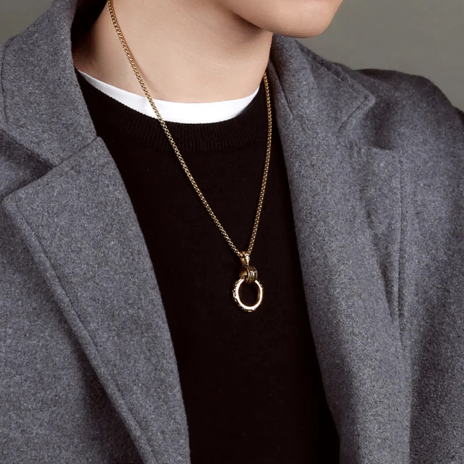 Cross Ring Mens Necklaces Pendants Chain Hip Hop for Boy Male Stainless Steel Jewelry Creativity Gift Wholesale