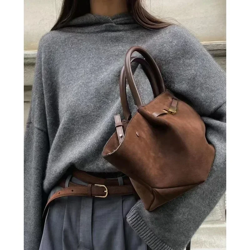 shoulder bag ladies handbag underarm bag Autumn and Winter Suede Frosted Tote Bag Commuting Retro One-shoulder Hand-held Armpit Bag for Women
