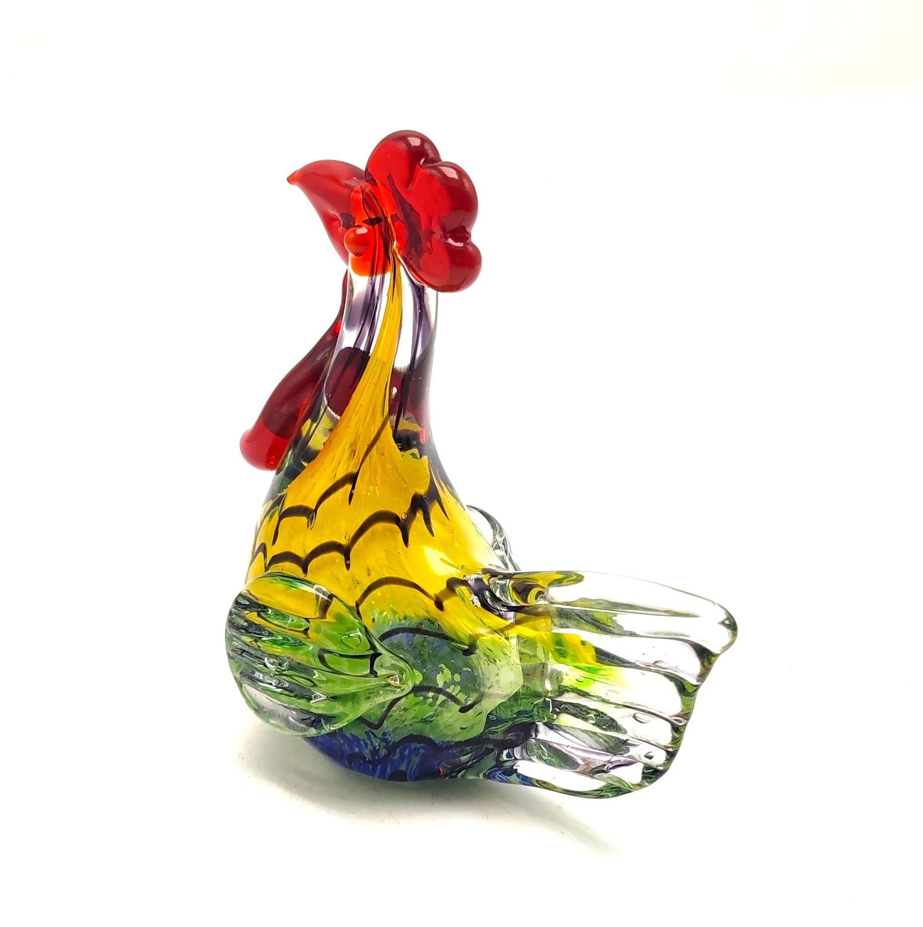 

antique Colorful Murano Style Glass Rooster Chicken Hen Figurine Statue