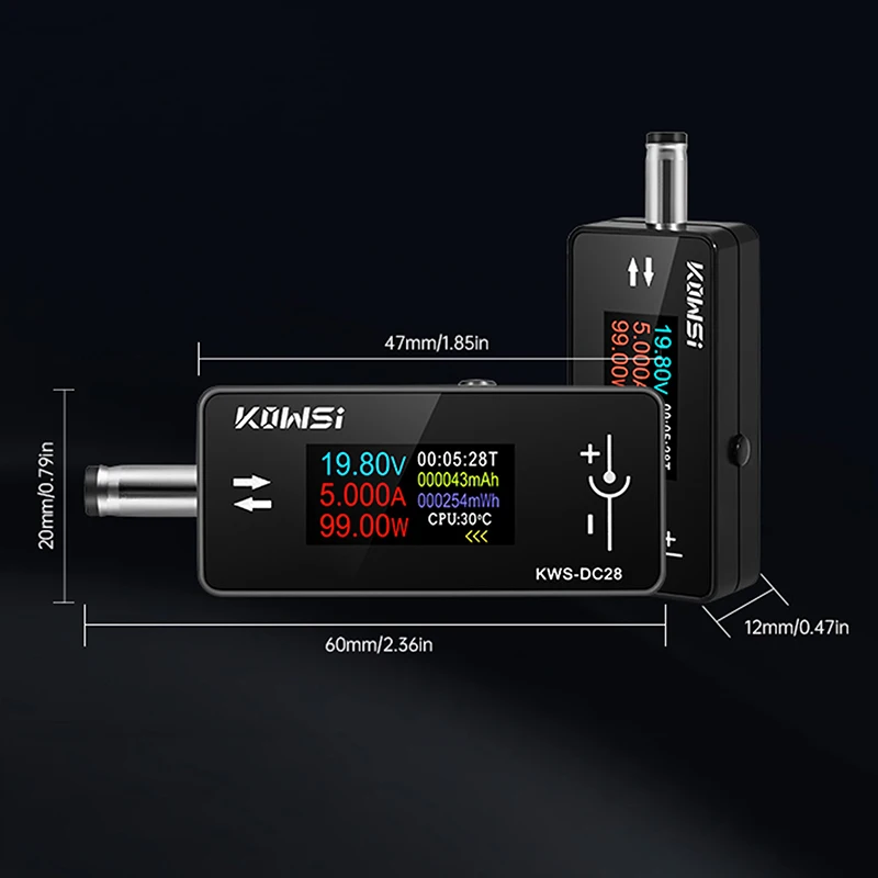 KWS-DC28 0.96인치 TFT HD 디지털 디스플레이 DC 5.5*2.5 인터페이스 테스터 전압 전류계 전력계 멀티 일체형 디스플레이.