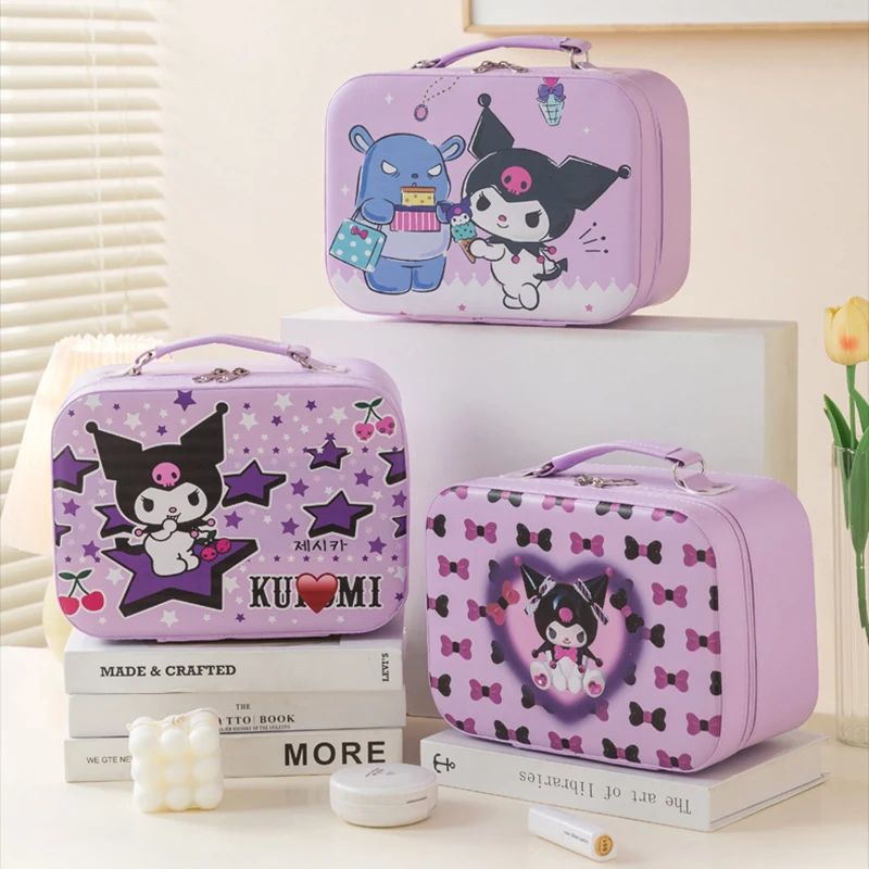 

Kawaii Sanrio Anime Kuromi Large Capacity Makeup Bag Cute Sweet Cartoon Portable Waterproof Storage Bag Lovely Gifts for Girls