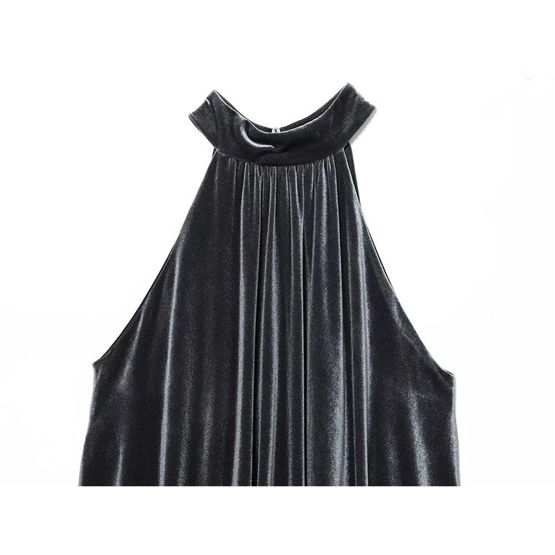 Women's Velvet Short Dress 2025 New Sleeveless Elegant Sexy Mini Dresses For Women Fashion Pleated Halter Slim Street Dress ﻿