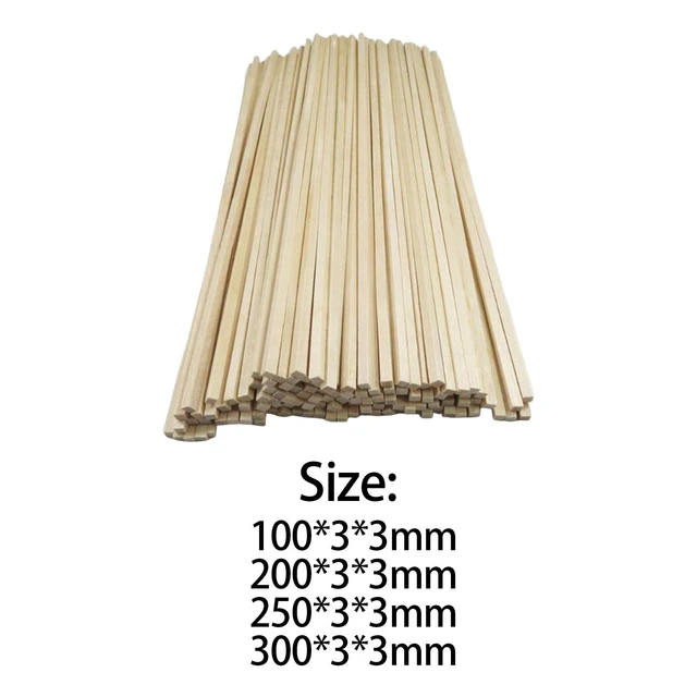 Square Wooden Rods, Unfinished Wood Sticks for Crafting Model