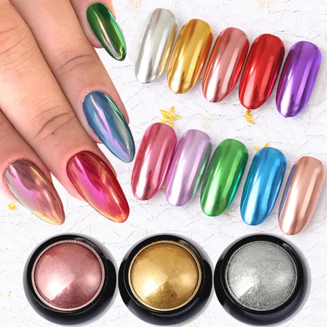 12 Colors Iridescent Nail Glitter Powder Rainbow Ultra Thin with Base Top  Coat