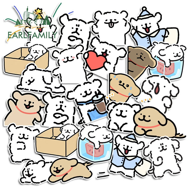 

EARLFAMILY 13cm For Anime Maltese Car Stickers Cute Waterproof Cartoon Decal Refrigerator Surfboard Vinyl Car Accessories RV JDM