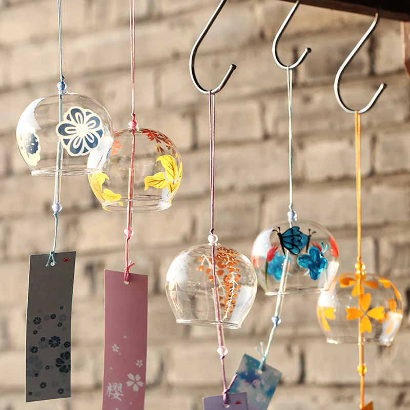 Wind Chimes Japanese Chime Bell Glass Style Bells Feng Shui Decorative Car Pendant Garden Good Luck Balcony Ornament Hanging