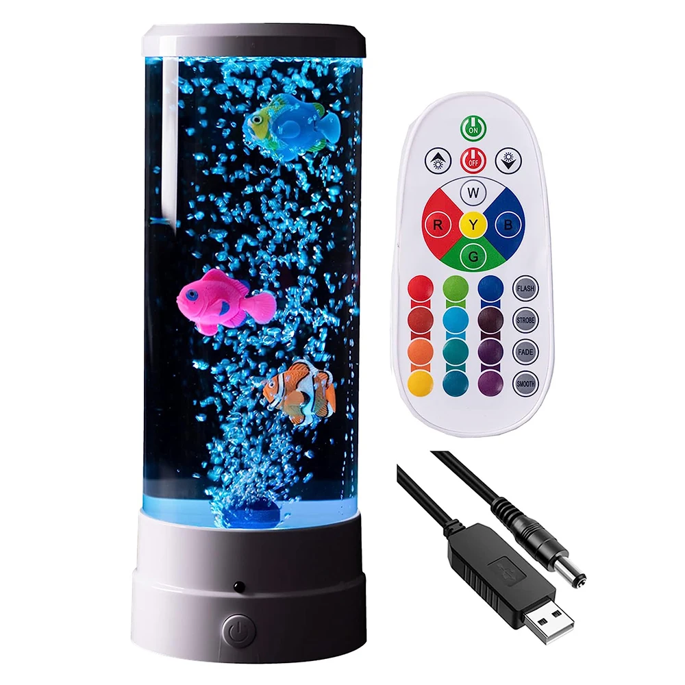 16 barev měnící bublinková lampa na ryby USB plug-in Mini rybí lávová lampa s dálkovým ovládáním Noční světlo Pro děti Dospělí Dárek_voghion.com