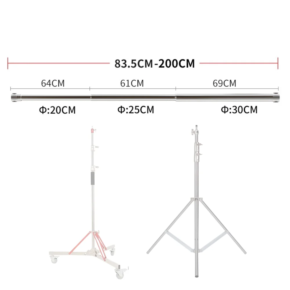 조명 스탠드 삼각대 사진 필름 TV 스테인레스 스틸 휠, 이동식 범용 접이식 렌..