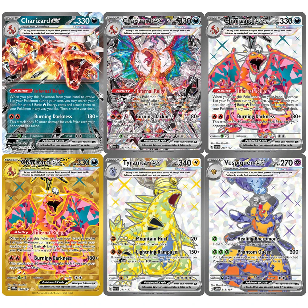 

Pokemon English Version Diy PTCG Charizard Obsidian Flames Star Color Flash Collection Card Classic Anime Gift Toys