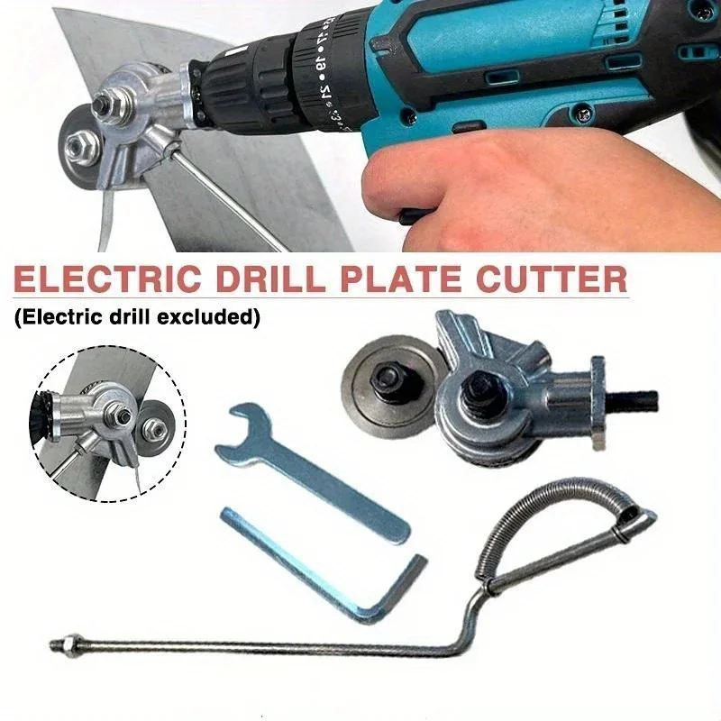 Electric Drill Plate Cutter Sheet Metal Nibbler Shears Plate Punch Scissors Modified Power Tool Accessories Cutting Steel/Alloy