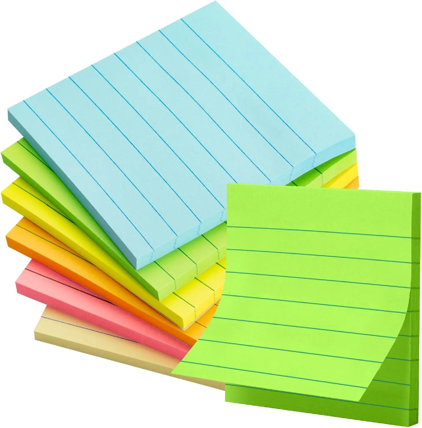 Mr. Pen- Lined Sticky Notes 3x3, 6 Pads, 45 Sheet/Pads, Pastel Colors, Sticky Notes with Lines
