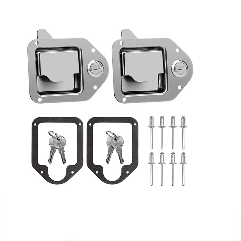 

Truck Tool Box Latch G-Lock Tool Box Lock Steel + Key Door Latch Handle For RV Truck ATV Box Silver 2PCS