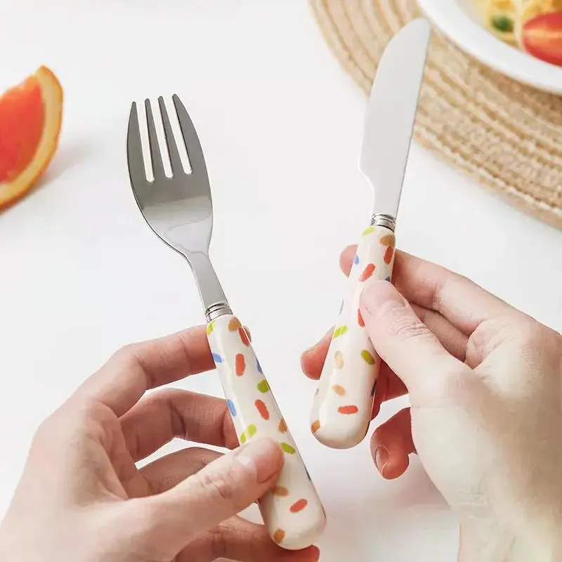 Tableware Cartoon Kids Spoon and Fork Set Dessert Spoon for Children Fork Baby Gadgets Feeding Children's Cutlery for Kids silicone cutlery set fork spoon set baby cutlery