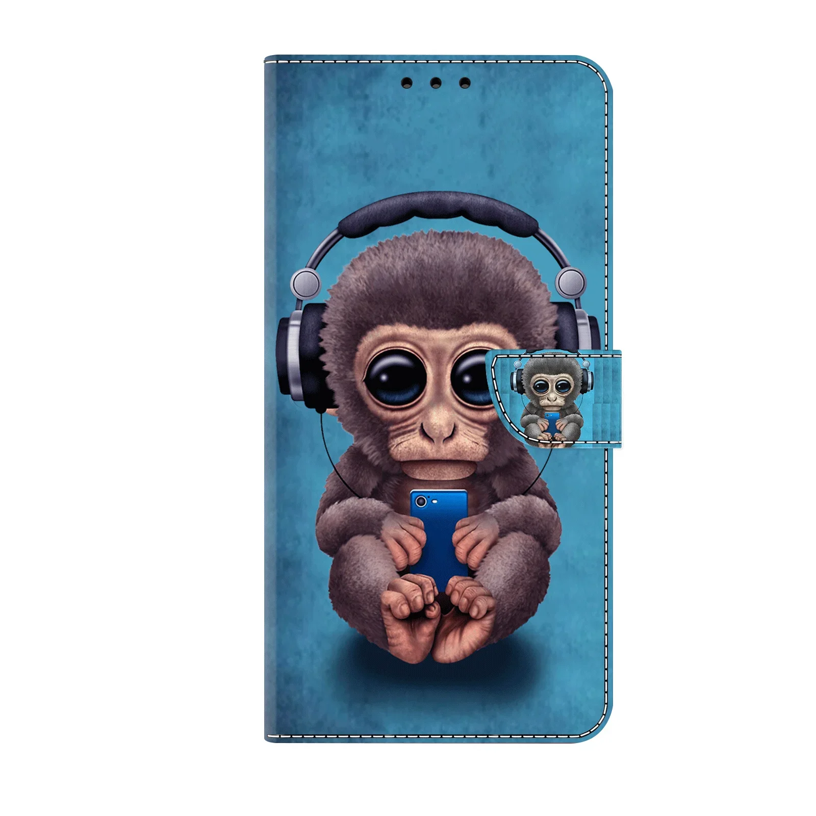 3D Cute Painted Magnetic Flip Wallet Phone Case with Holder