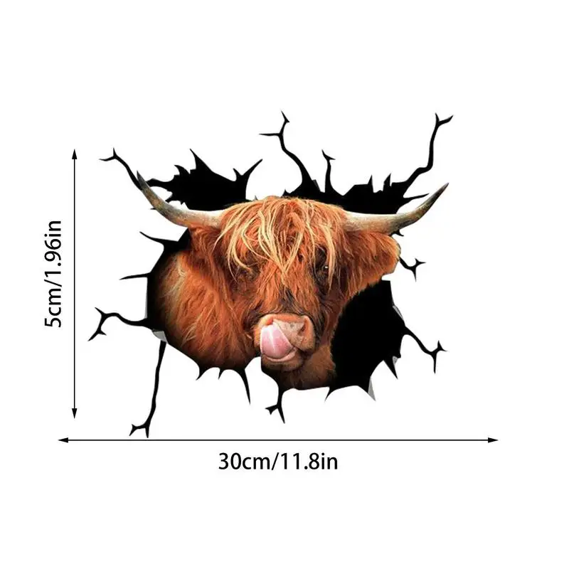 Nutztier Aufkleber 3D-Simulation Hochland Kuh Aufkleber lustige wieder  verwendbare Kuh Druck Raum dekor für LKW Fenster Badezimmer Autos