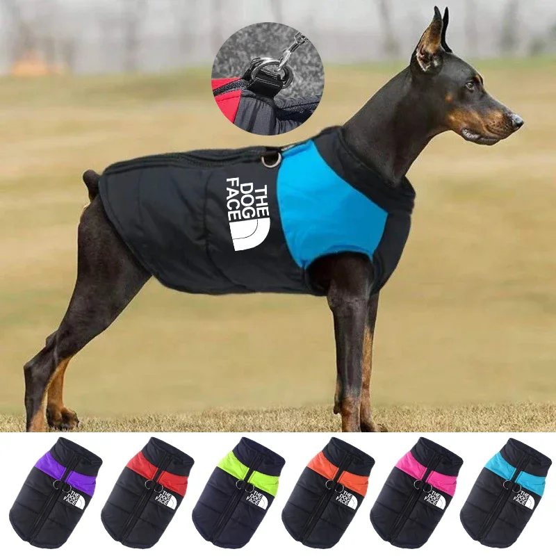 Ropa impermeable para perro, abrigo cálido para mascotas, chaleco acolchado con cremallera, traje facial para perros pequeños, medianos y grandes, Invierno 1