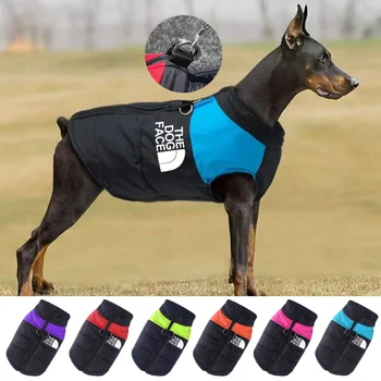 Ropa impermeable para perro, abrigo cálido para mascotas, chaleco acolchado con cremallera, traje facial para perros pequeños, medianos y grandes, Invierno 1