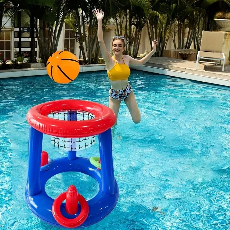 Inflatable Pool Floats Basketball Hoop Ring Game, Swimming Pool