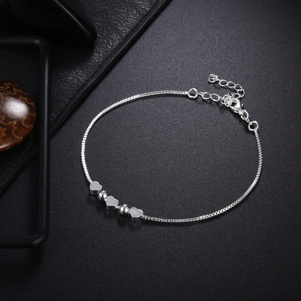 

925Fashion Elegant wedding women Heart cute silver color chain Bracelet high quality fashion classic jewelry wholesale LH001