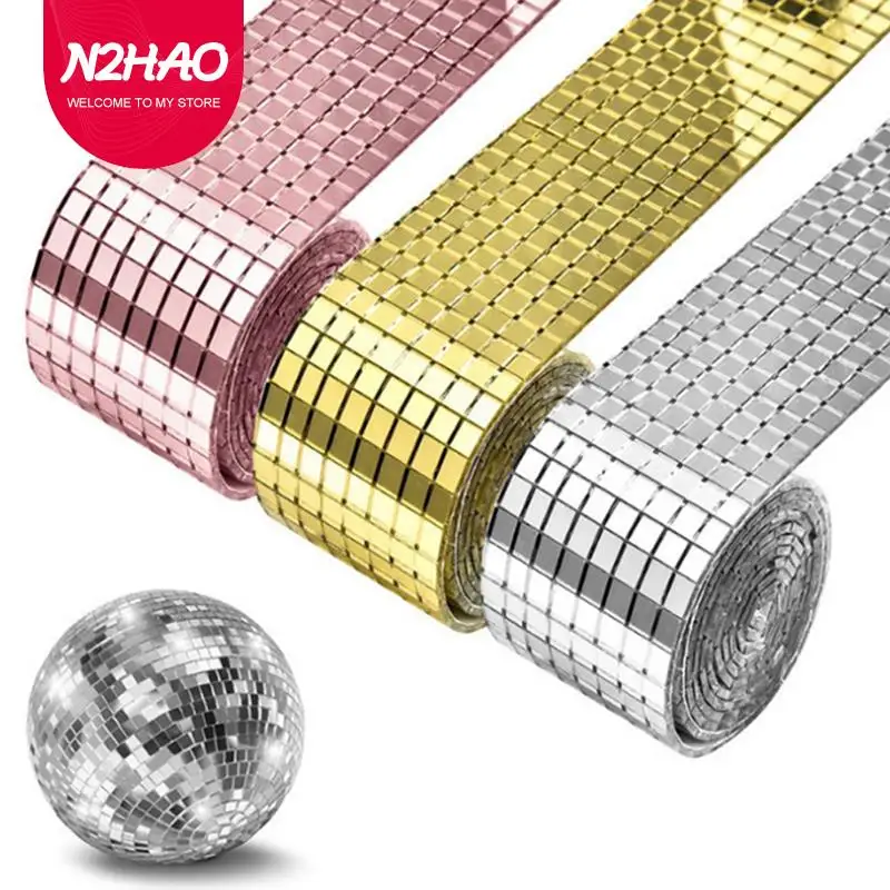 4x100cm Self-Adhesive Real Glass Craft Stickers Reflective Glass Tape Mirror Mosaic Tiles For Making DIY Hand Crafts Home Decor