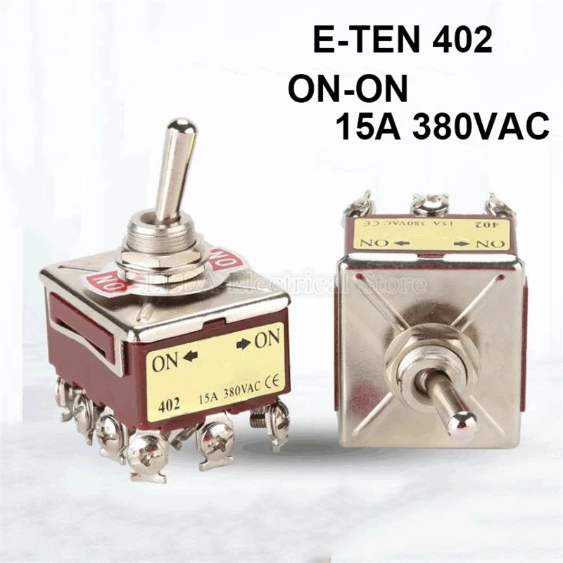 1 Pz E-Ten 402 On-On 2 Posizioni 12Pin 15A 380Vac Interruttore A Levetta A Bilanciere Per Auto Barca Motore Camion Marrone