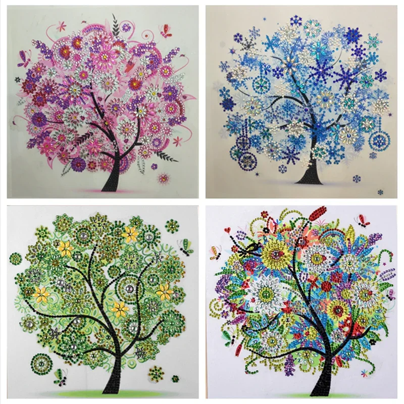 Diamond Embroidery Four Seasons Trees Picture Special Shaped Diamond Painting Needlework Rhinestone 5d Cross Stitch Home Decor Diamond Art Painting Kit Diamond Painting Set Diamond Painting