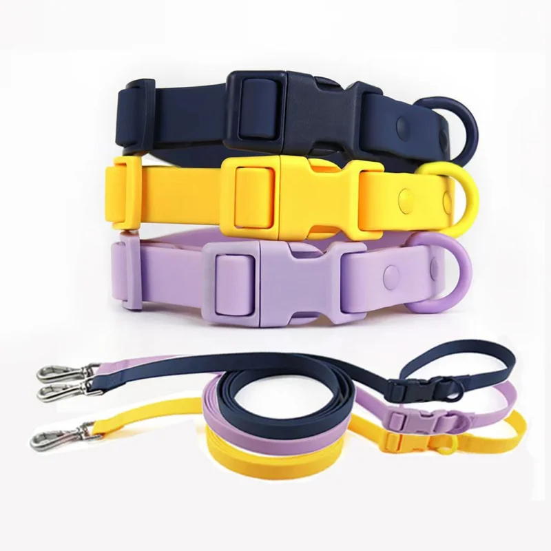 WaterproofDogCollarPvcMacaronColorAdjustableRubberDogCollars