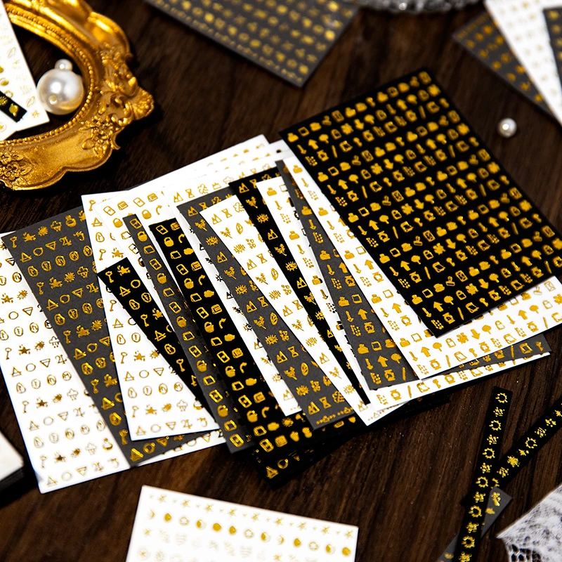 

32Pieces Bronzing Font Gold Black White Material Paper Memo Background Decorative DIY handmade Stationery 125*70MM