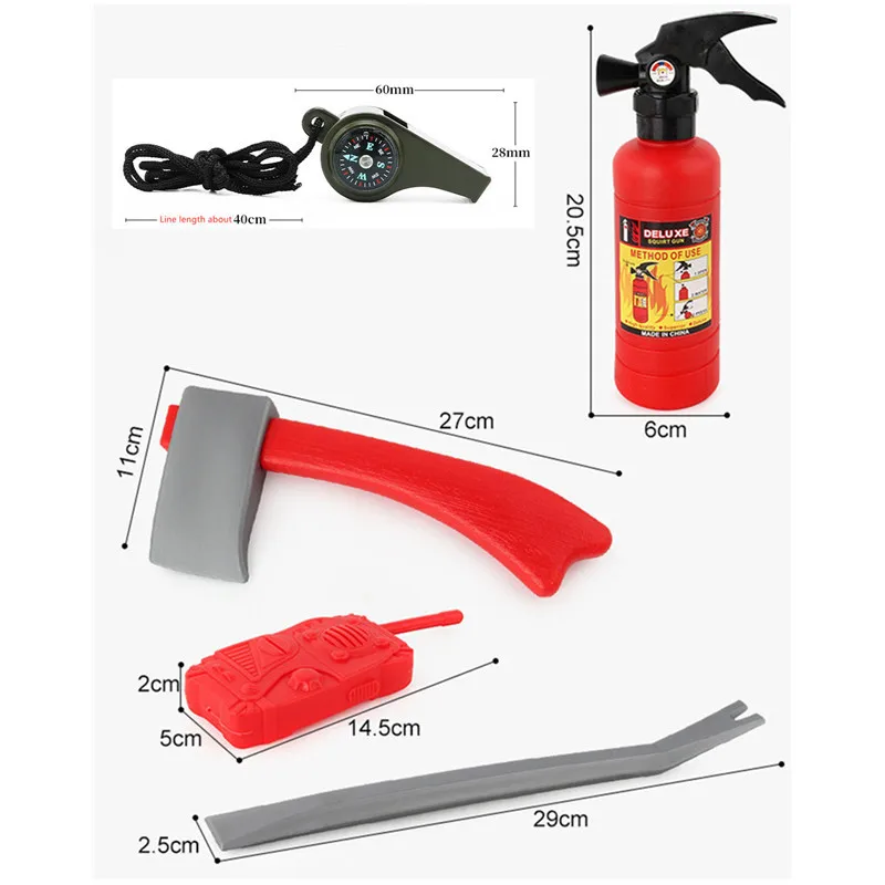 Kids Firefighter Costume With Realistic Firefighter Toys Walkie Talkie Compass Whistle Party Holiday Gift