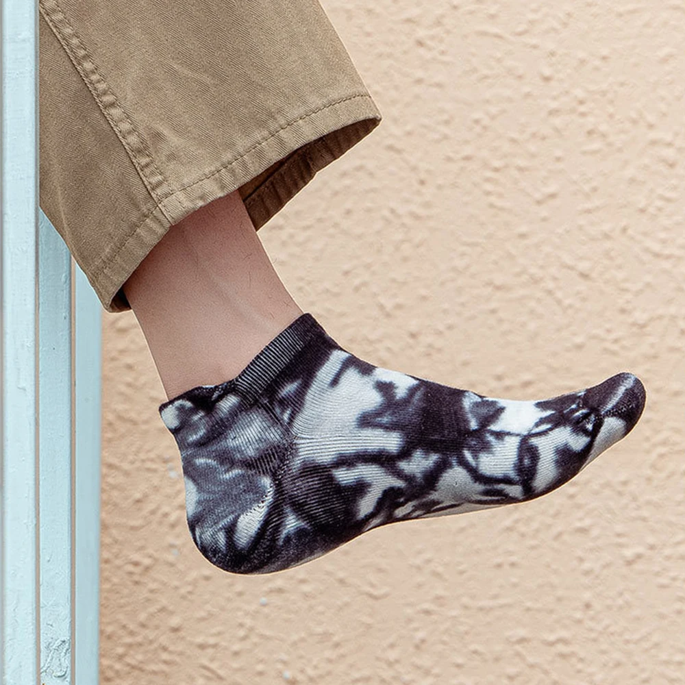 Women Tie-Dye Short Socks 6Pairs Cotton Harajuku Unisex Fashion Street Trend Sock Comfortable Casual Funny Soft Man Ankle Socks