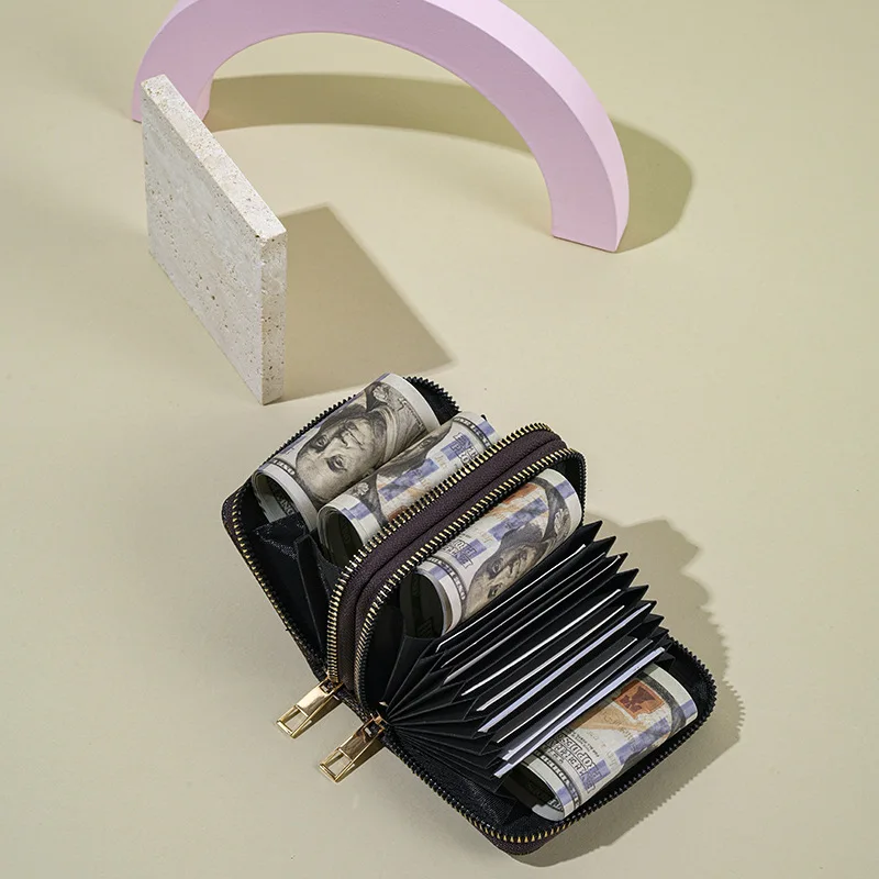 New Men's and Women's Short Wallet Windmill Pattern PU Leather Card Box Wallet Large Capacity Daily Use